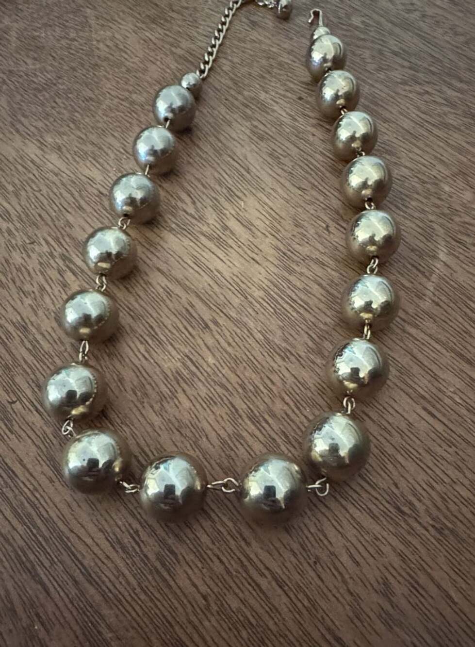 Marvella Vintage Silver Tone Beaded Ball Necklace 18.5 Inches